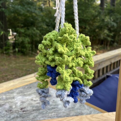 blue hanging pot